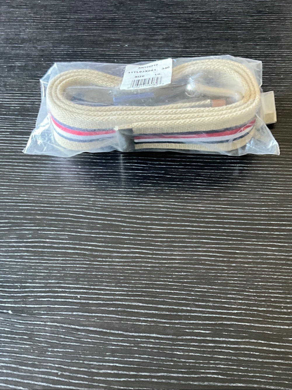 Tommy Hilfiger Beige Belt with Red, White & Blue Stripe